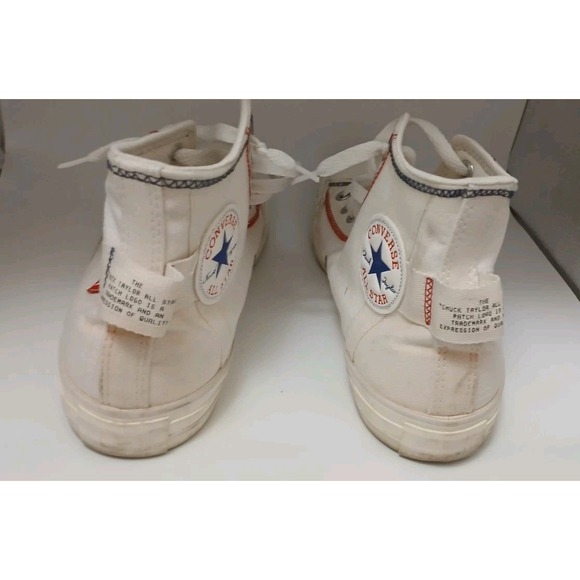 Converse Chuck Taylor All Star High Tops Logo Tag Vintage White A06104C Sneakers - Picture 2 of 16
